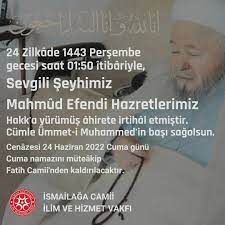 Gündeme Dair Her Şey on Twitter: "İsmailağa Vakfı vefat eden İsmailağa  Cemaati Lideri Mahmut Ustaosmanoğlu (K.S)'nun cenazesinin 24 Haziran 2022  Cuma günü Cuma namazından sonra Fatih Camii'nden kaldırılacağını duyurdu.  https://t.co/tyQgX0U1Ad" / Twitter