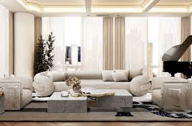 a modern living room with a clic