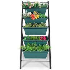 Tangkula 5 Tier Vertical Herb Garden Planter Box Outdoor Elevated Raised Bed Green