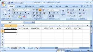 mailing list by using microsoft excel