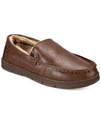 Club Room Mens Brown Memory Foam Moccasin Slippers Shoes