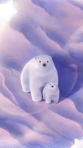 polar bears couple cub art hd phone