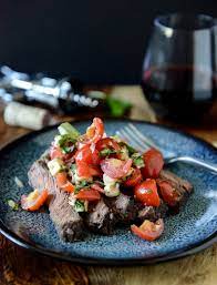 red wine marinated flank steak with