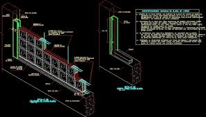 glass block partition dwg detail for