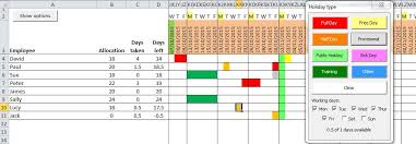 employee holiday tracker excel tool