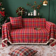 1pc super soft geometric plaid sofa