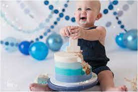 Blue Ombre First Birthday Cake gambar png