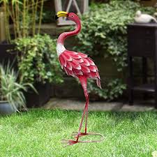 Tall Metal Flamingo Yard Art