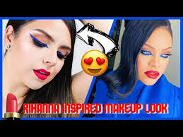 rihanna inspired blue eyeliner red