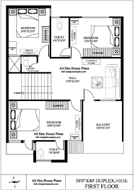 30x40 Duplex House Plan East Facing
