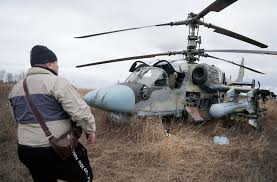 russian ka 52 helicopter flies