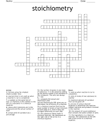 Stoichiometry Crossword Wordmint