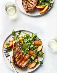 grilled pork chops with peach parsley