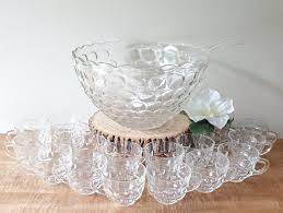 Vintage Punch Bowl Set Glass Wedding