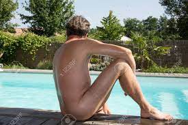 Men naked in pool