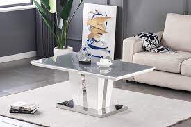 Coffee Table White High Gloss With Grey