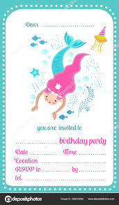 Kids Birthday Party Invitation Template Card With Cute
