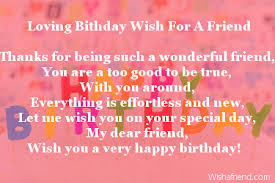 loving bithday wish for a friend