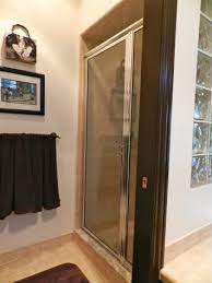 Ruffled Curtain Over Glass Shower Door