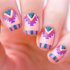 spring aztec nail art by forevernails