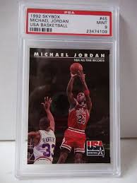 Maybe you would like to learn more about one of these? 1992 Skybox Michael Jordan Psa Graded Mint 9 Basketball Card 45 Usa Basketball Chicagobulls Basketball Card Michael Jordan Usa Basketball