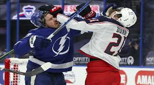 Goaltender matiss kivlenieks #80 of the columbus blue jackets defends the net against the detroit red wings at nationwide arena on may 8, 2021 in columbus, ohio. Coleman Scores 2 Lightning Beat Blue Jackets 3 1