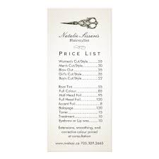We hope this pricing table, with all prices in starting point price, helps you know more accurately, but always approximately, what you will pay for your services. Price List Antique Scissor Vintage Hair Salon 2 Rack Card Zazzle Com Au