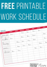 Free Printable Work Schedule