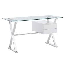 White Glass Top Glass Office Desk