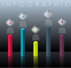 Infographic Design Elements 3d Column Charts Free Vector In