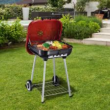 outsunny steel porcelain portable outdoor charcoal barbecue grill with wheels