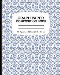 Graph Paper Composition Book Blue Damask Design Graph
