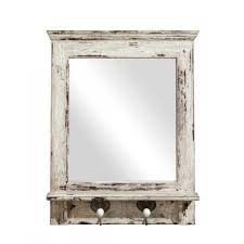 White Distressed Wooden Mirror With