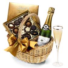 wine chocolates gift basket with