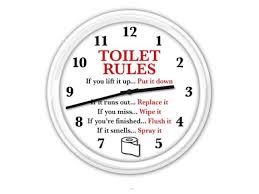 Toilet Rules Wall Clock Bathroom Decor