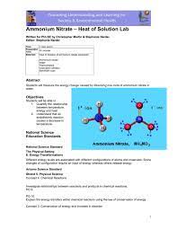 ammonium nitrate heat of solution lab