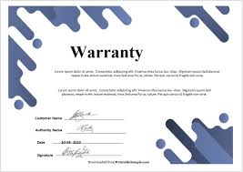 sle warranty certificate templates