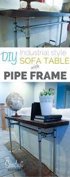 easy diy sofa table with pipe frame