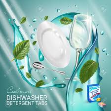 Peppermint Fragrance Dishwasher Detergent Tabs Ads Vector Realistic