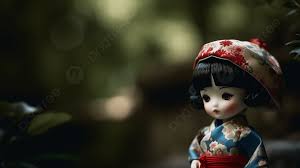 female geisha doll in a dark e