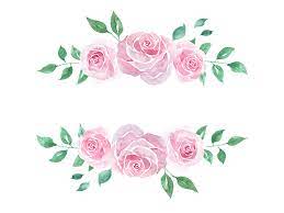 pink rose watercolor border and frame