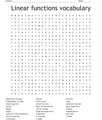 Linear Functions Voary Word Search