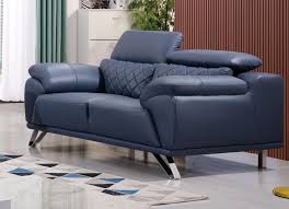 navy blue tufted genuine leather sofa