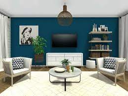 designed rooms with blue accent walls