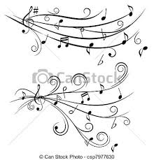 Music Notes On Staff Music Notes On Swirl Shaped Staves