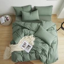 washed cotton duvet cover in sage green