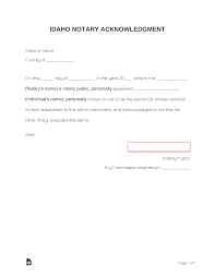 free idaho notary acknowledgment form