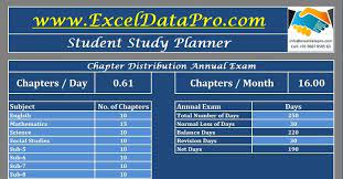 student study planner excel template