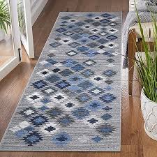 washable runner rug 2x6 grey blue