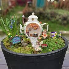 springtime solar teapot fairy garden